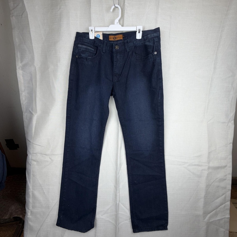 Jean Station Jeans Mens 38x34 Blue Regular Fit Straight Leg Dark Wash Denim